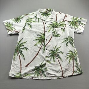 Pashartuk Hawaiian Shirt Mens 3XL White Tropical Camping Side Slit Button Up